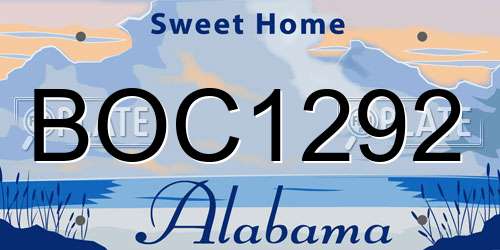 BOC1292 Alabama License Plate