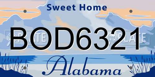 BOD6321 Alabama License Plate