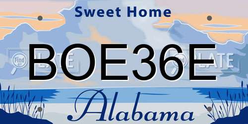 BOE36E Alabama License Plate