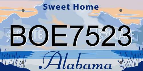 BOE7523 Alabama License Plate