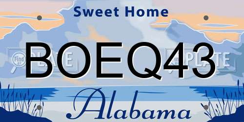 BOEQ43 Alabama License Plate