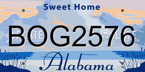 BOG2576 Alabama License Plate