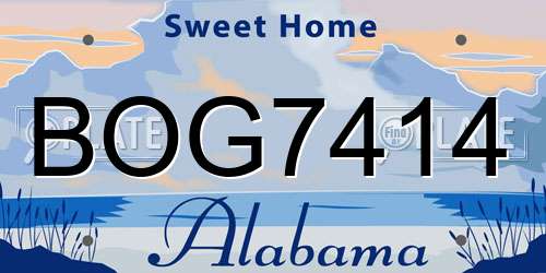BOG7414 Alabama License Plate