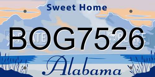 BOG7526 Alabama License Plate