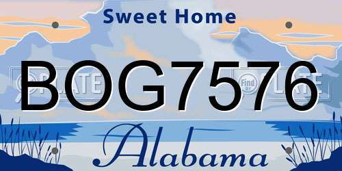 BOG7576 Alabama License Plate