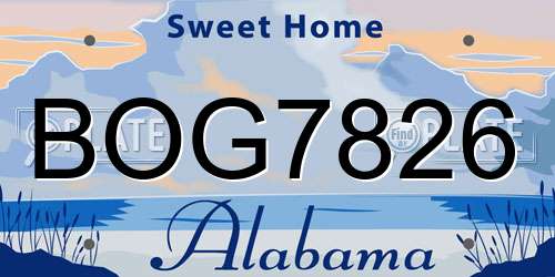 BOG7826 Alabama License Plate