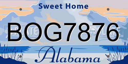 BOG7876 Alabama License Plate
