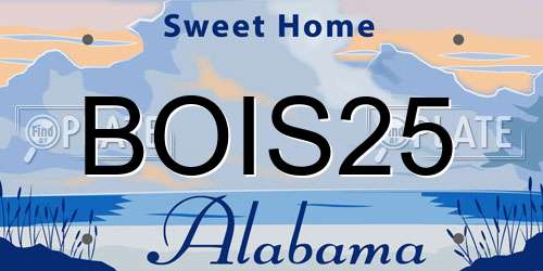 BOIS25 Alabama License Plate