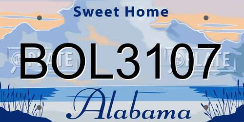 BOL3107 Alabama License Plate