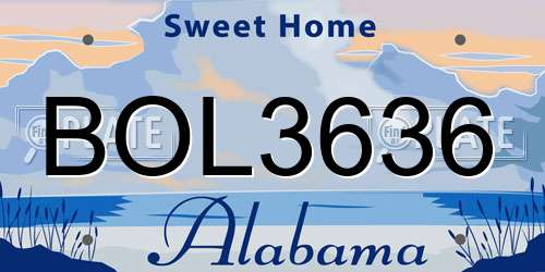 BOL3636 Alabama License Plate