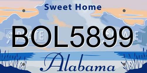 BOL5899 Alabama License Plate