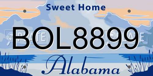 BOL8899 Alabama License Plate