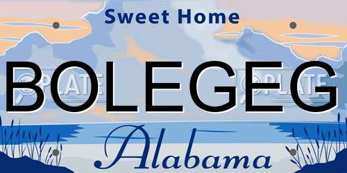 BOLEGEG Alabama License Plate