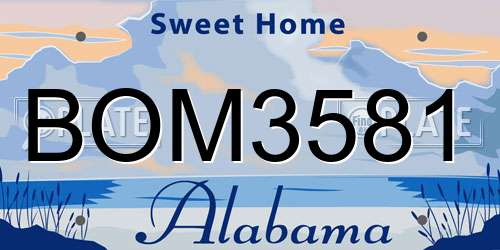 BOM3581 Alabama License Plate