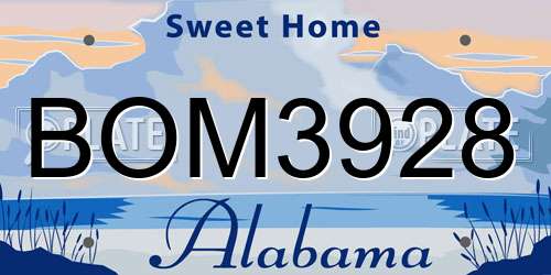 BOM3928 Alabama License Plate