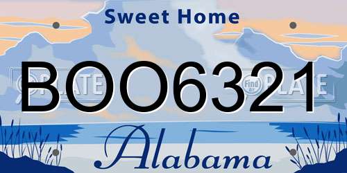 BOO6321 Alabama License Plate
