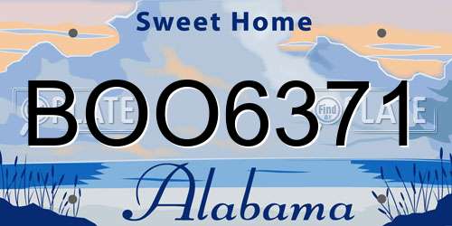 BOO6371 Alabama License Plate