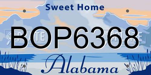 BOP6368 Alabama License Plate