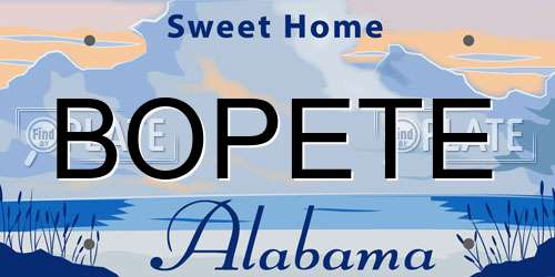 BOPETE Alabama License Plate