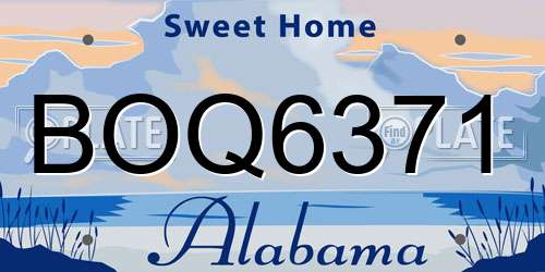 BOQ6371 Alabama License Plate