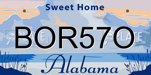 BOR57O Alabama License Plate
