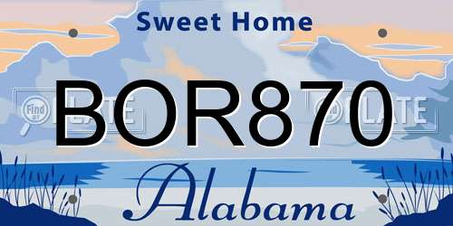 BOR870 Alabama License Plate