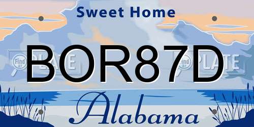 BOR87D Alabama License Plate