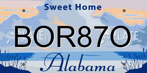 BOR87O Alabama License Plate