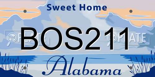 BOS211 Alabama License Plate