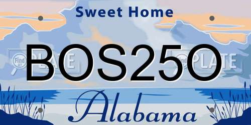 BOS25O Alabama License Plate