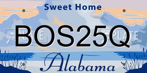 BOS25Q Alabama License Plate