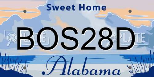 BOS28D Alabama License Plate
