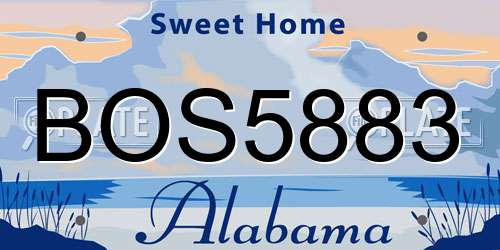 BOS5883 Alabama License Plate