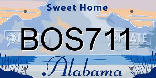 BOS711 Alabama License Plate