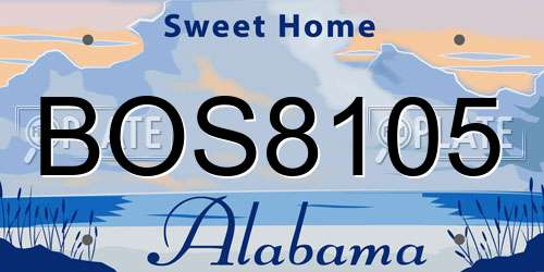 BOS8105 Alabama License Plate