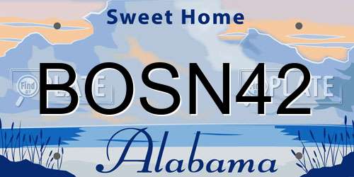 BOSN42 Alabama License Plate