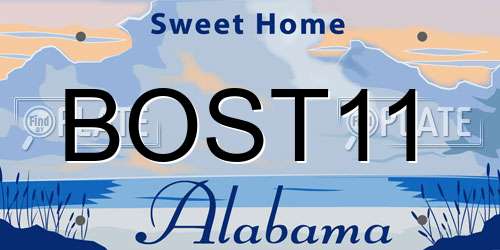 BOST11 Alabama License Plate