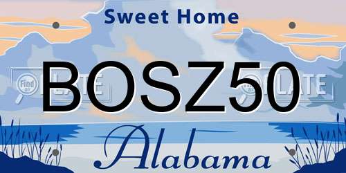 BOSZ50 Alabama License Plate