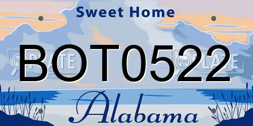 BOT0522 Alabama License Plate