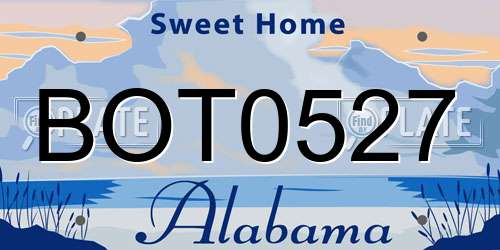BOT0527 Alabama License Plate