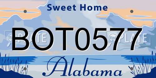BOT0577 Alabama License Plate