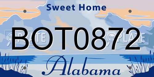 BOT0872 Alabama License Plate