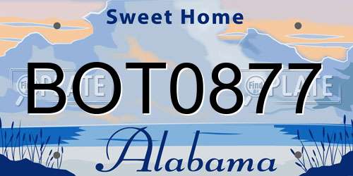 BOT0877 Alabama License Plate