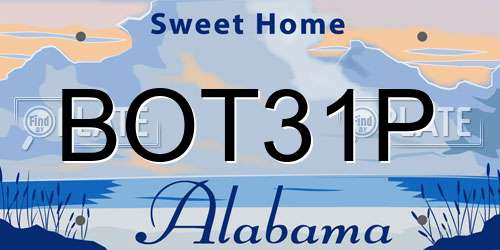 BOT31P Alabama License Plate