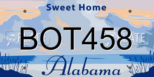 BOT458 Alabama License Plate