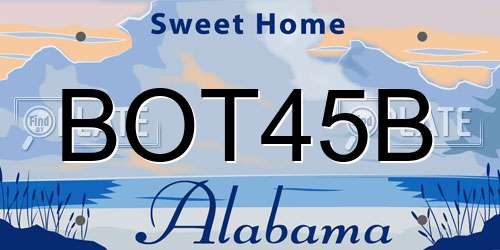 BOT45B Alabama License Plate