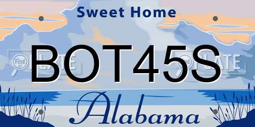 BOT45S Alabama License Plate