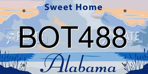 BOT488 Alabama License Plate