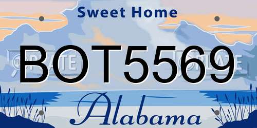 BOT5569 Alabama License Plate