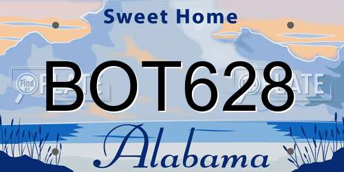 BOT628 Alabama License Plate
